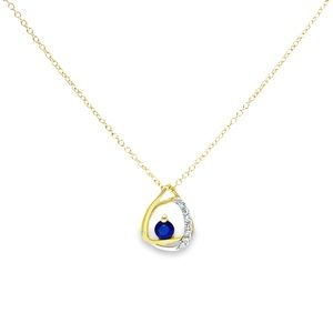 14K Two-Tone Gold Sapphire and Diamond Floating Pendant Necklace